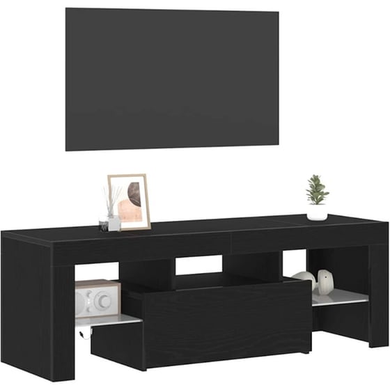 Έπιπλο Τηλεόρασης VidaXL με LED 120 x 35 x 40 cm - Μαύρη Οξιά image 1