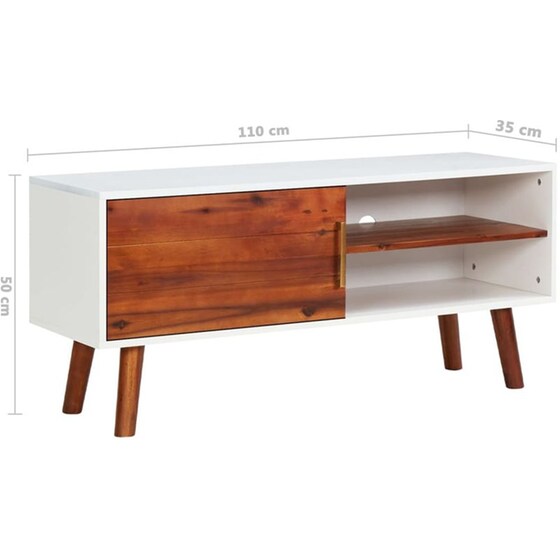 Έπιπλο Τηλεόρασης VidaXL από Ξύλο 110x35x50cm - Καφέ/Λευκό image 6