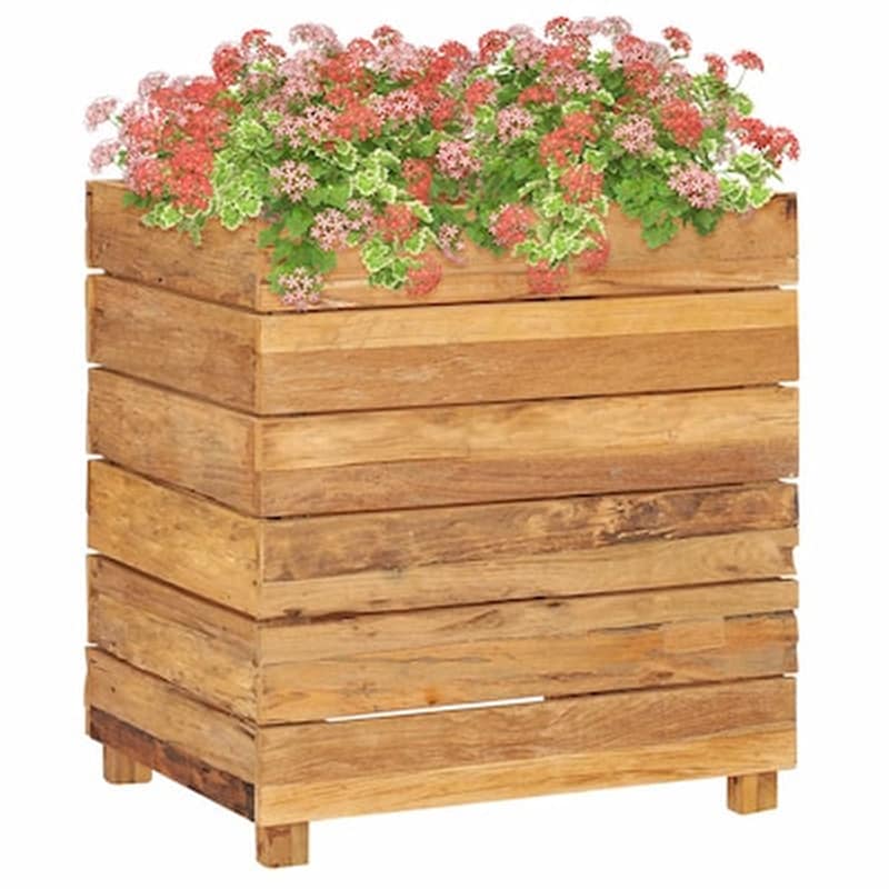 VIDAXL Vidaxl Ζαρντινιέρα 50x40x55 Εκ. Από Ανακυκλωμένο Ξύλο Teak Και Ατσάλι