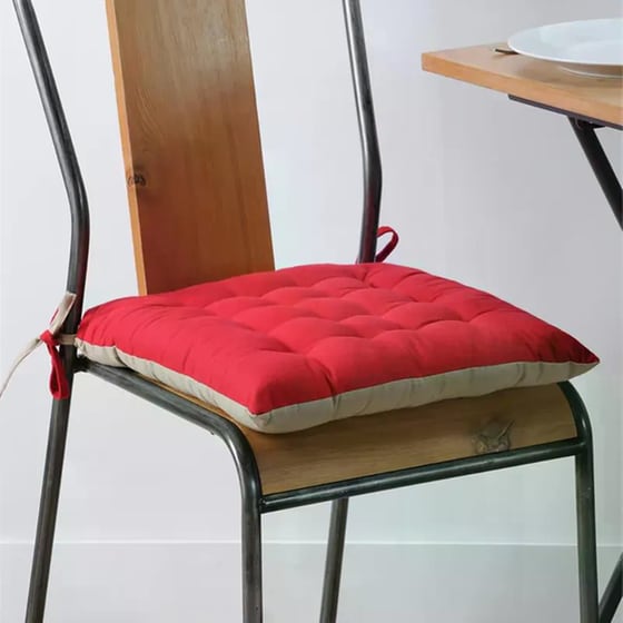 Μαξιλάρι Καρέκλας Spitishop 2 Όψεων Βαμβάκι 40x40cm - Κόκκινο/Εκρού image 1