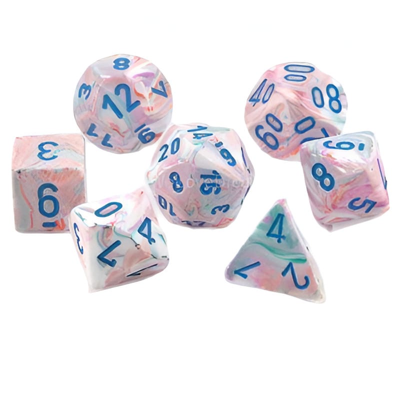 CHESSEX Σετ Ζάρια - 7 Mini Dice Set Polyhedral Festive Pop Art With Blue