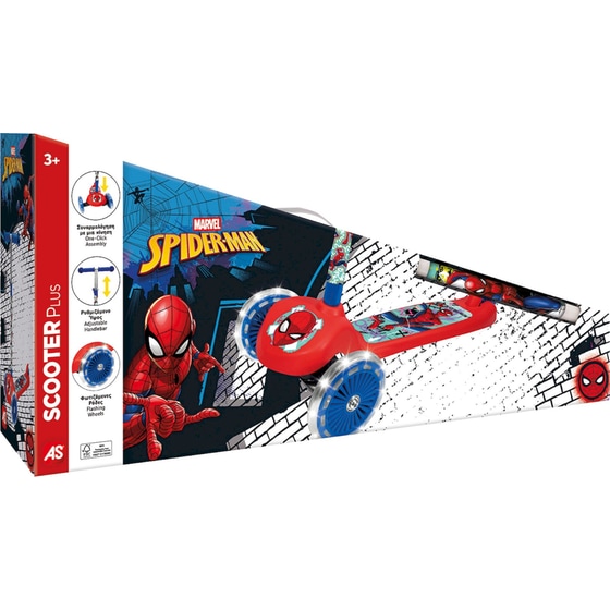 Παιχνιδολαμπάδα Παιδικό Πατίνι Τρίτροχο AS Scooter Plus Spiderman με Φωτιζόμενες Ρόδες image 7