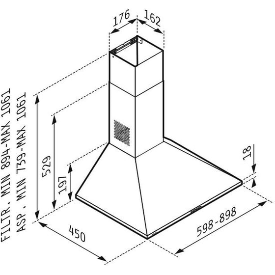 Απορροφητήρας Καμινάδα Pyramis Τετράγωνη LUX 60 cm image 2