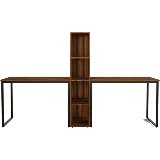 Γραφείo Βιβλιοθήκη 24Mall Doppio από Μοριοσανίδα 240x60x72 cm - Καφέ/Μαύρο image 0