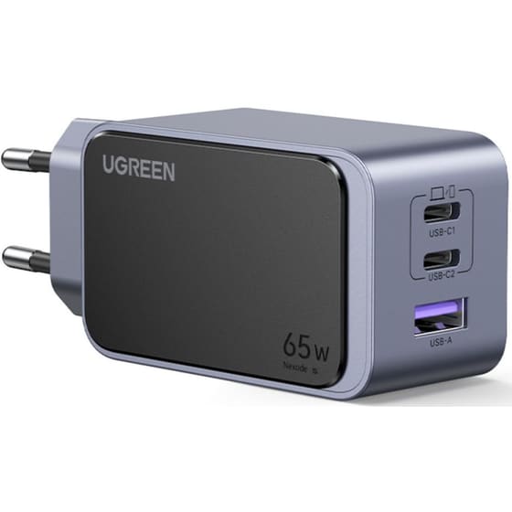 Φορτιστής Πρίζας Ugreen X553 με 2 θύρες USB-C, 1 USB-A 65W - Γκρι image 0