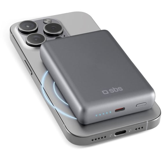 Powerbank SBS  Slim Wireless  10.000mAh  - Ασημί image 0