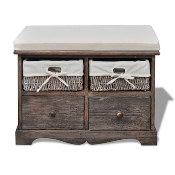 Vidaxl Πάγκος Με Αποθηκευτικό Χώρο Καφέ 62x33x42 Εκ. Ξύλο Παυλώνιας image 2