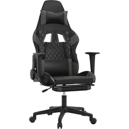 Καρέκλα Gaming VIDAXL 345526 με Υποπόδιο από Τεχνητό Δέρμα - Μαύρο