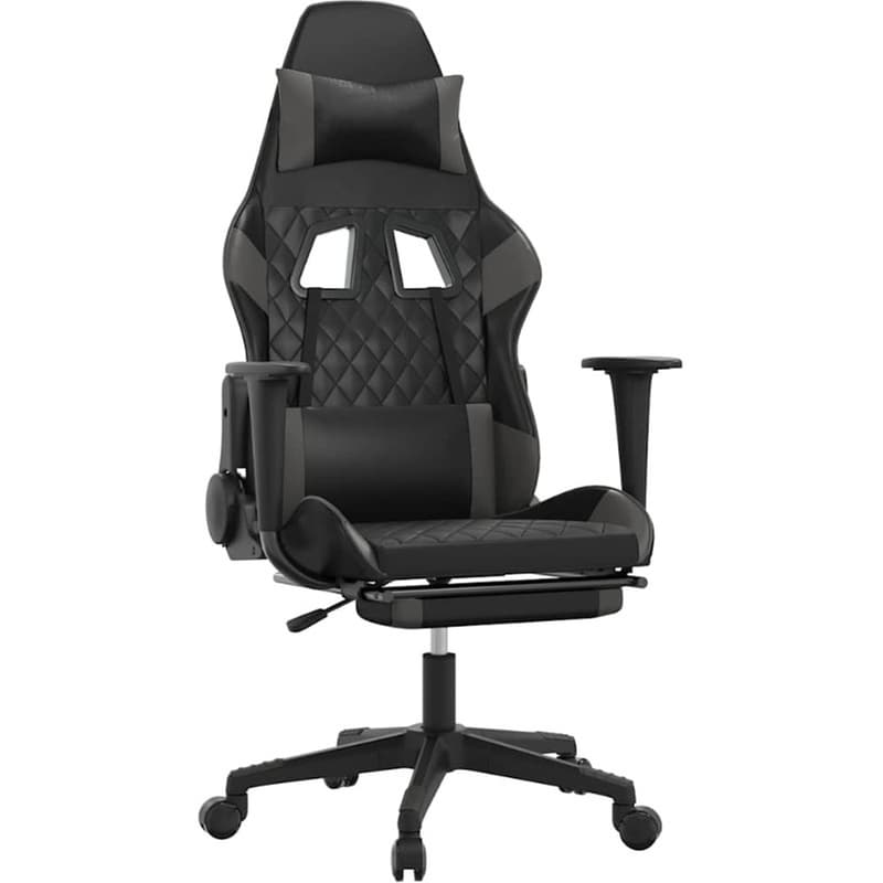 Καρέκλα Gaming VIDAXL 345526 με Υποπόδιο από Τεχνητό Δέρμα - Μαύρο