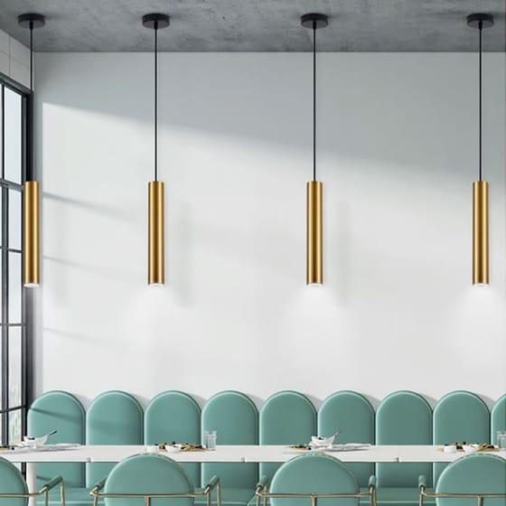 Φωτιστικό Οροφής Μονόφωτο Homelighting Adept Tube Μεταλλικό Φ5.5x40-300 cm - Χρυσό/Μαύρο image 2