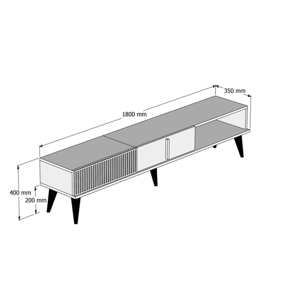 Έπιπλο Τηλεόρασης Pavia από Μοριοσανίδα 180x35x40cm - Καρυδί/Μαύρο image 5
