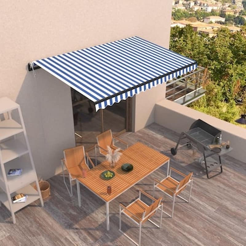 Τέντα Vidaxl Συρόμενη Αυτόματη 450x350cm - Λευκό/Μπλε