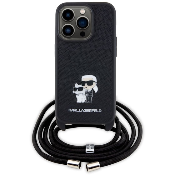 Θήκη Apple iPhone 15 Pro - Karl Lagerfeld Crossbody K+C Metal Pin Saffiano Hard Case - Black image 0