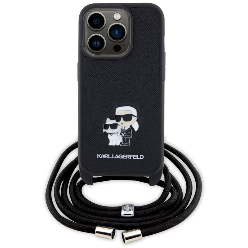 KARL LAGERFELD Θήκη Apple iPhone 15 Pro - Karl Lagerfeld Crossbody K+C Metal Pin Saffiano Hard Case - Black