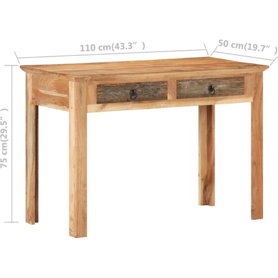 Γραφείο VidaXL από Μασίφ Ανακυκλωμένο Ξύλο 110x50x75 cm image 3