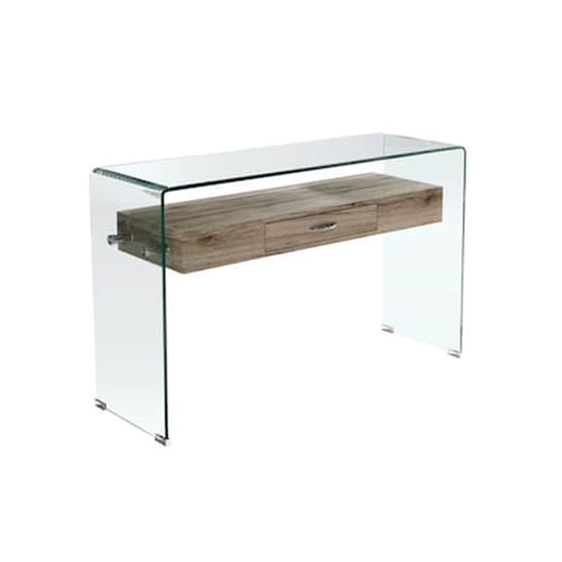 WOODWELL Κονσόλα Woodwell από Γυαλί και MDF 120x40x75 cm - Διάφανο/Καφέ