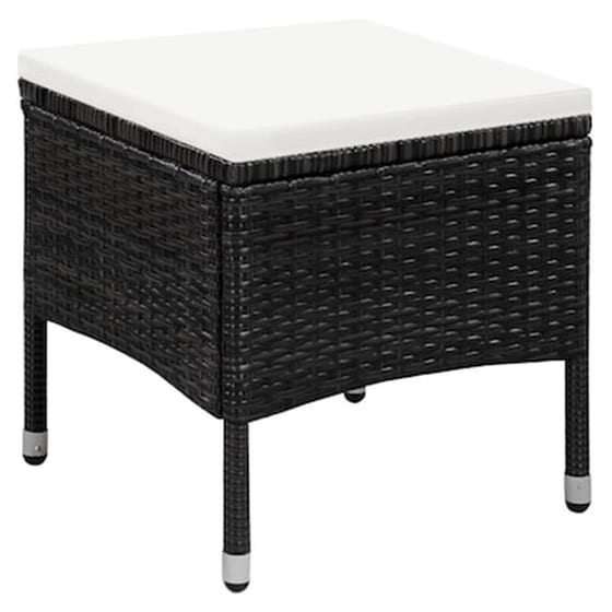 Πολυθρόνα Εξωτερικού Χώρου Vidaxl με Σκαμπό από Συνθετικό ρατάν με Μαξιλάρια 58x61x88cm - Μαύρη image 2