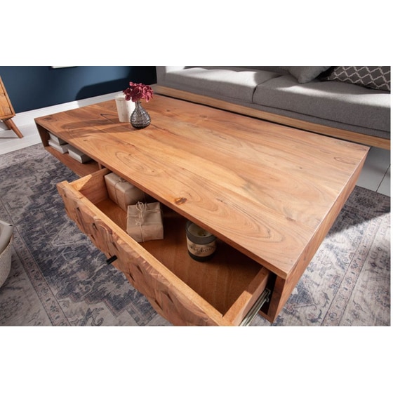 Τραπεζάκι Σαλονιού  Polihome Rohit από Ξύλο Ακακίας 117x60x40 cm - Φυσικό χρώμα ξύλου image 2