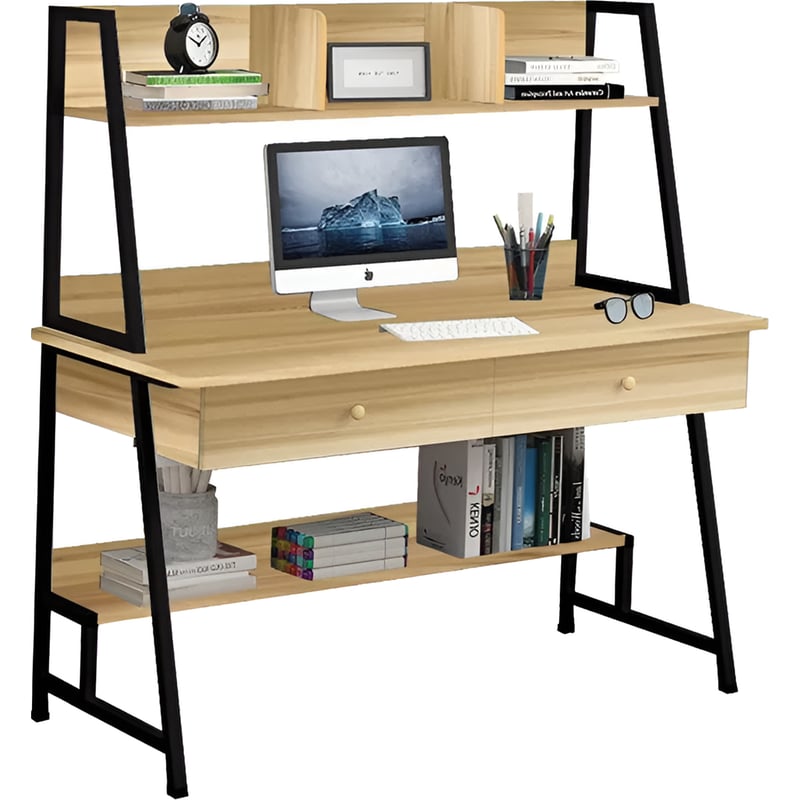 Γραφείο Βιβλιοθήκη Woodwell από Μελαμίνη 120x48cm - Sonoma/Μαύρο