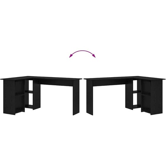 Γραφείο VidaXL από Επεξεργασμένο Ξύλο 142x102x73 cm - Μαύρη Οξιά image 8