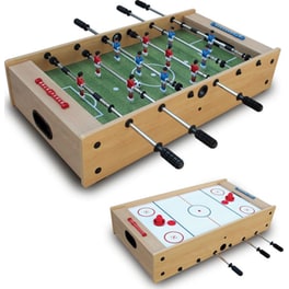 Ποδοσφαιράκι & Air Hockey 2 σε 1 Garlando F-Mini Ξύλινο 97x51x20cm με Τηλεσκοπικές Ράβδους - Ανοιχτό Καφέ