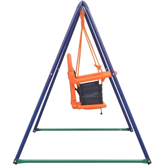 VidaXL Παιδική Κούνια 2 σε 1 Μονή & Κούνια Νηπίου - - Μπλε/ Πράσινο/ Πορτοκαλί image 6