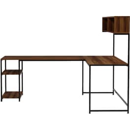 Γωνιακό Γραφείo 24Mall Mentre από Μοριοσανίδα 200x60x72 cm - Καφέ/Μαύρο
