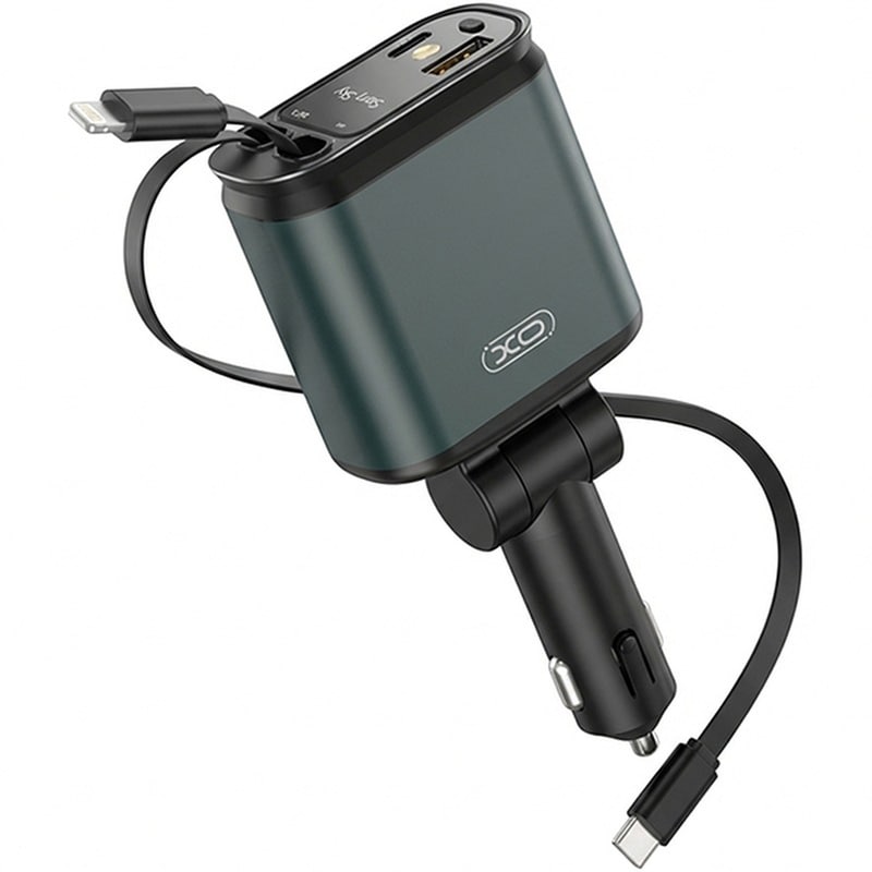 XO Φορτιστής XO CC63 B1 USB-C/USB-A σε USB-C/Lightning 0.75m Μαύρο/Πράσινο