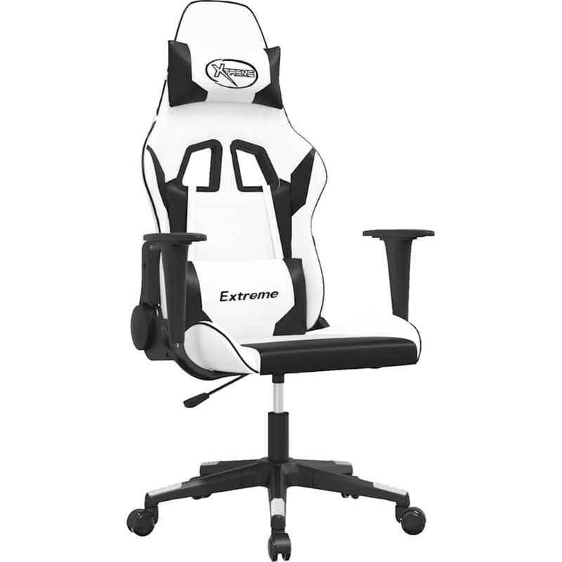 Καρέκλα Gaming VIDAXL 3143697 με Ρυθμιζόμενα Μπράτσα από Τεχνητό Δέρμα - Λευκό / Μαύρο