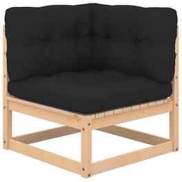 Καναπές Κήπου Γωνιακός VidaXL από Μασίφ Ξύλο Πεύκου Με Μαξιλάρια 70x70x67 cm - Ανθρακί