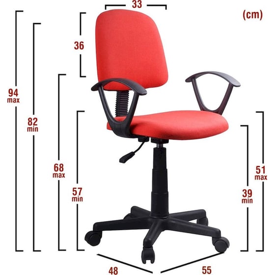 Καρέκλα Γραφείου ArteLibre Δάφνη Υφασμάτινη - Κόκκινη image 7