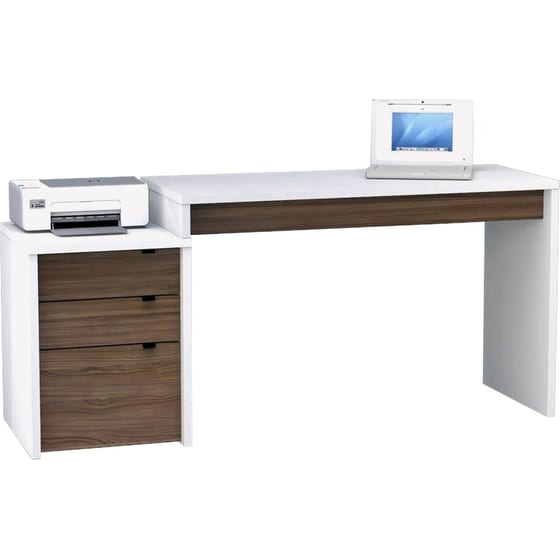 Γραφείο Επαγγελματικό με Συρταριέρα ArteLibre Edelweiss από Μοριοσανίδα/Μελαμίνη 120x60x75cm - Καρυδί/Λευκό image 0