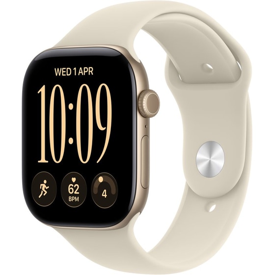 Apple Watch Series 12 GPS + Cellular 46mm Light Gold Aluminium Case with Sand Sport Band - M/L image 0