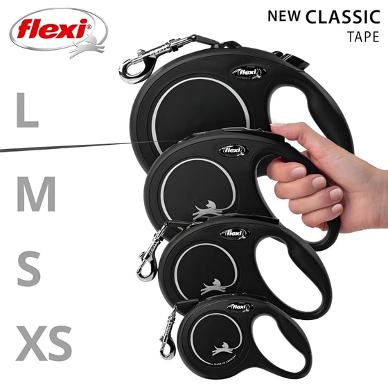 Πτυσσόμενο Λουράκι Flexi New Classic No M Για Σκύλο - Μαύρο image 2