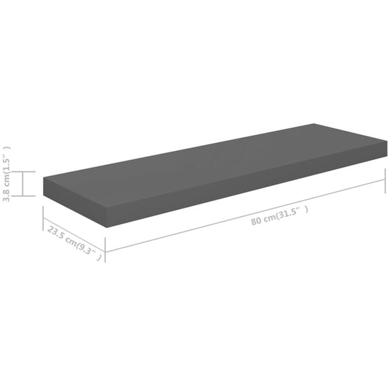 Ράφια Τοίχου VidaXLαπό MDF 80x23.5x3.8 cm 4 Τμχ - Γκρι image 7