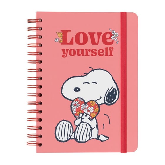 Τετράδιο Σπιράλ Ριγέ με Λάστιχο A5 Snoopy Love Yourself 90 Φύλλων image 0