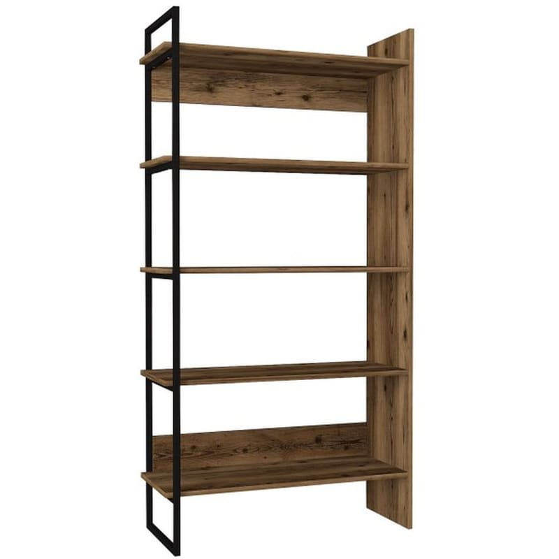 24MALL Βιβλιοθήκη 24Mall Erba από Μοριοσανίδα/Μέταλλο 91.8x34.8x180 cm - Μαύρο/Καφέ