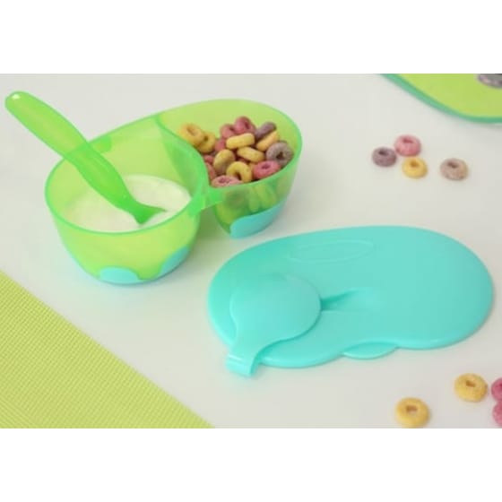 Kiokids Μπολάκι Αντιολισθητικό Διπλό Με Καπάκι Και Κουταλάκι Πράσινο 6+μ image 1