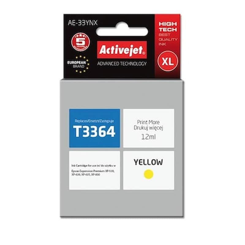 ACTIVEJET Συμβατό Epson T3364 Κίτρινο Μελάνι Εκτυπωτή