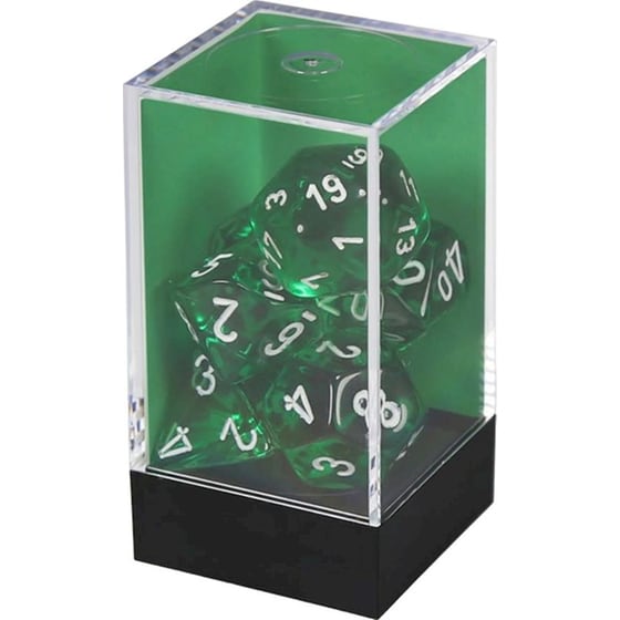 Σετ Ζάρια - 7 Dice Set Translucent Polyhedral Green With White Chessex image 3