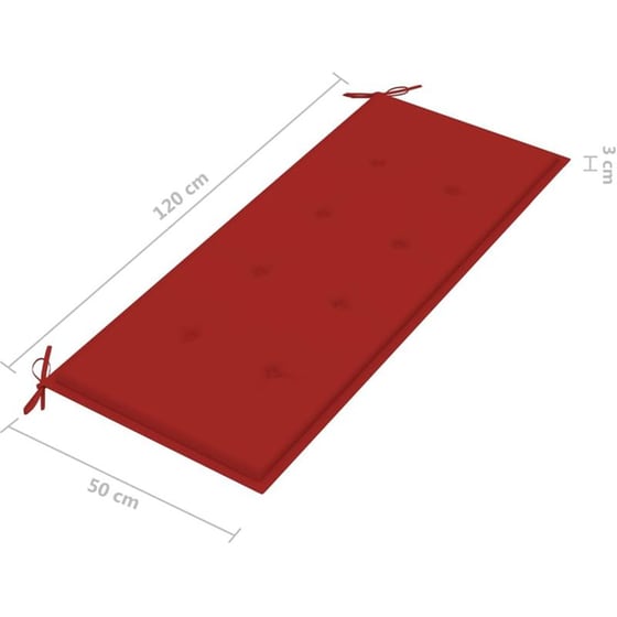 Παγκάκι Κήπου VidaXL με Μαξιλάρι από Μπαμπού 120x55x90 cm - Καφέ/Κόκκινο image 8