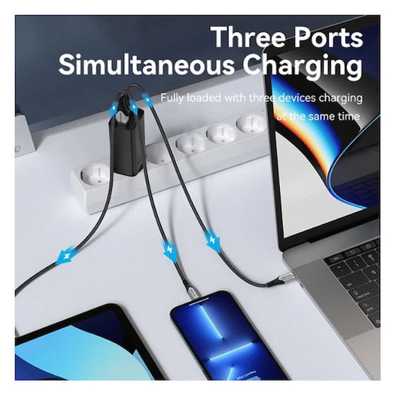 Φορτιστής Πρίζας Vention FEDB0-EU Gan USB-C/USB-A 65 W - Μαύρο image 3