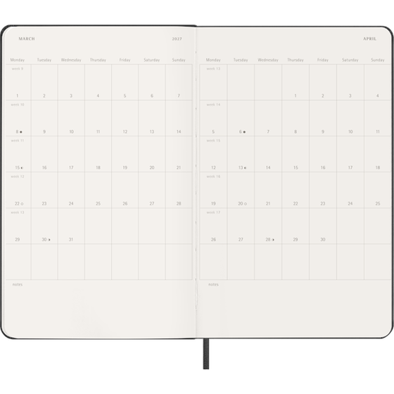 Ημερολόγιο Εβδομαδιαίο 2027 Moleskine 12M L Hardcover Μαύρο image 1