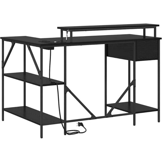 Γραφείο VidaXL από Επεξεργασμένο Ξύλο 120x79x86,5 cm - Μαύρη Οξιά image 7