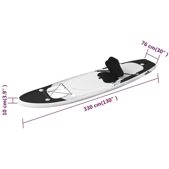 Φουσκωτή Σανίδα SUP VidaXL 330x76 cm - Μαύρη image 11