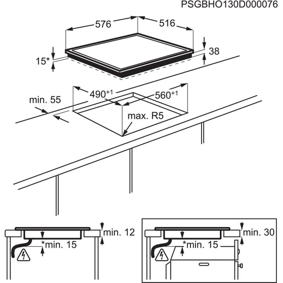 ELECTROLUX EHF16240XK 57.6 cm Μαύρο Εστία Κεραμική Αυτόνομη image 4