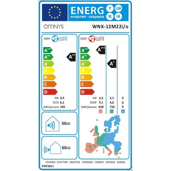 OMNYS WNX-12M22 Κλιματιστικό Inverter 12.000 A++/Α+++ Wi-Fi Ready Κλιματιστικό image 5