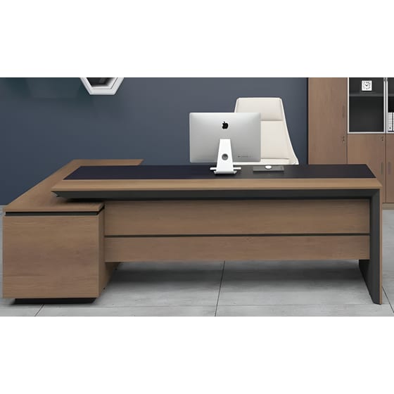 Γραφείο Γωνιακό Woodwell από Μελαμίνη 200x180cm - Καρυδί/Καφέ image 1