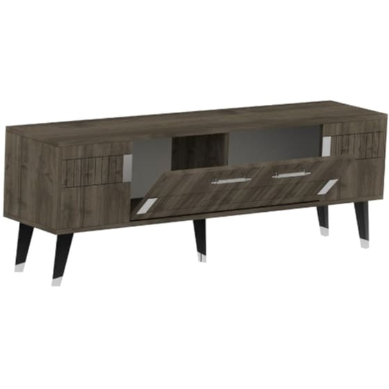 Έπιπλο Τηλεόρασης 24Mall Moda από Μοριοσανίδα 150x35x53.2 cm - Καρυδί/Ασημί image 0