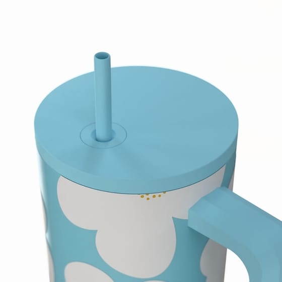 Ποτήρι Θερμός Estia Straw Tumbler XL Save The Aegean Blue Daisy με Καλαμάκι και Λαβή 900 ml image 1